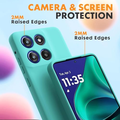 Image of DIZORO Microfiber Candy Case for Motorola Moto Edge 70 Fusion 5G Smooth Touch Cushion Liquid Soft Silicone Gel Phone Cases Non-Slip Full Body Protective Back Cover - Mint