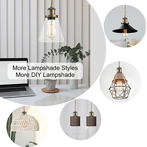 Image of Industrial Mini Pendant Light Kit, E26 Socket Pendant Hanging Light, Hemp Rope Vintage Hanging Pendant Light Cord, Adjustable Pendant Lights Ceiling Mount Kitchen Island Farmhouse
