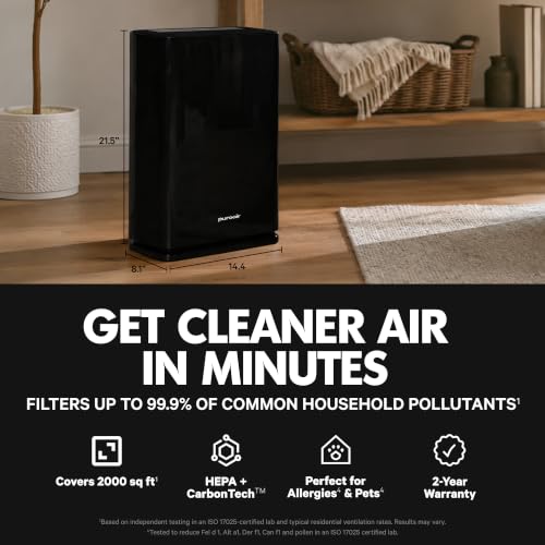 7 Best Air Scrubbers to Eliminate Smoke (2026): What Actually Clears the Air in Your Home 2 PuroAir 400 HEPA Air Purifier Large Room Air Cleaner up to 2,000 Ft² - HEPA CarbonTech Filter up to 500X Stronger - Air Quality Sensor, Auto & Quiet Sleep Modes - Air Purifiers for Large Rooms