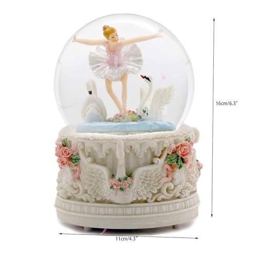 Caja de música con forma de globo de nieve de bailarina giratoria con luces de colores 7