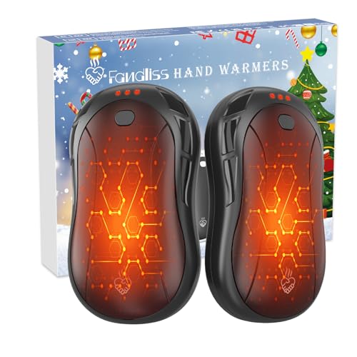 2 Paquetes Calentador de Manos Recargable,FANDLISS 2025 Nuevo 5200mAH Dividido Desmontable Calienta Manos de Bolsillo Calienta Manos Eléctrico Portátil para Camping,Golf,Invierno Aire Libre -Negro
