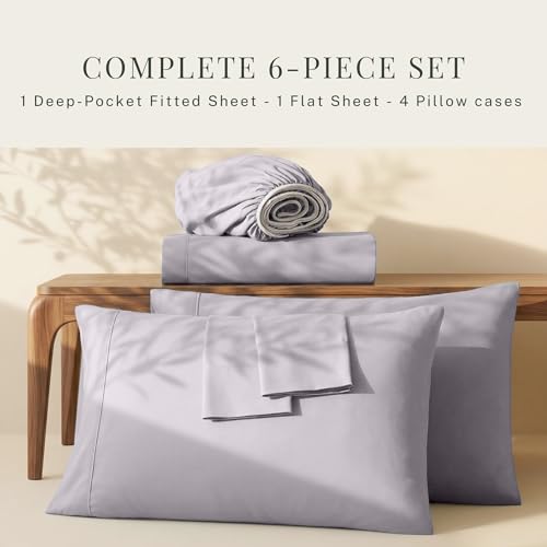 Hearth & Harbor Extra Deep Pocket Sheets - Fits Mattress 18-24 Inches Deep - Extra Deep Pocket Twin XL Sheets Sets - 4 Piece Twin XL Size - Light Lavender by Hearth & Harbor - Image 5