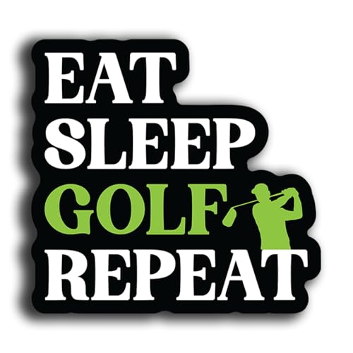 Image of Funny Golf Stickers - 5 Inch Waterproof Vinyl Decals - Choose from 10 Humorous Designs - Perfect for Cars, Golf Carts, Laptops, Windows, Bumpers & More (Eat Sleep Golf)