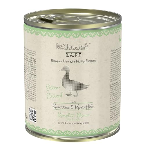 Dr. Clauder's Nassfutter für Hunde | Barffutter | 6 x 800 g | verschiedene Geschmacksrichtungen | (6 x 800 g, Enteneintopf)