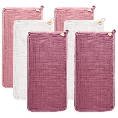 MUKIN Baby Burp Cloths, Soft Cotton Burp Cloth, Burp Rags for Baby Boy, Girl (Pink Series)