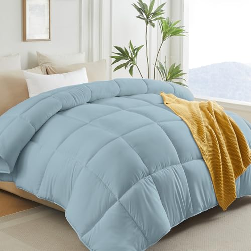 L LOVSOUL Down Alternative California King Comforter Duvet Insert,All Season Duvet Insert with Corner Tabs,Light Blue Comforter Cal King 108x98Inches
