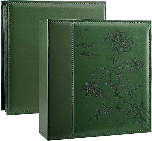 Image of Artmag Photo Picutre Album 4x6 500 Photos, Extra Large Capacity Leather Cover Wedding Family Photo Albums Holds 500 Horizontal and Vertical 4x6 Photos(Dark Green), 500 Pockets