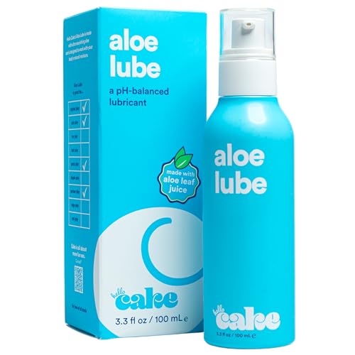 Hello Cake Natural Lube - Aloe-Based Organic Personal Lubricant - Hydrating, Hypoallergenic, pH-Balanced, Non-Sticky, Condom Compatible, for Men, Women, & Couples, 3.3 fl oz