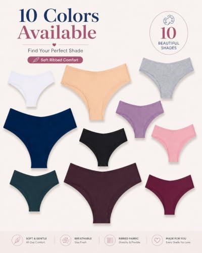 Image of CuteByte 10 Pack Womens Cotton Underwear Sexy Stretch V-Waist Ladies Panties Low Rise Cotton Cheeky Hipster S-XXL
