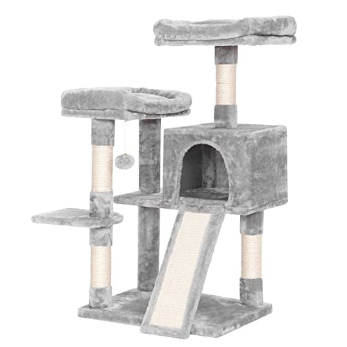 BEWISHOME Katzenbaum Katzenturm für Indoor Katzen Sisal-Kratzbrett und Pfosten Katzenhaushaus Cover