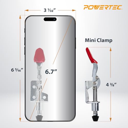 Image of POWERTEC 4PK Mini Toggle Clamp, 100lbs Holding Capacity, 301A Quick Release Push Pull Clamp for Woodworking Jigs and Fixtures, Pocket Hole Jigs, Welding, Crosscut Sled, CNC (20323-P2V)