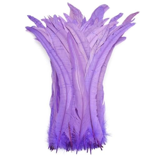 Black Rooster Feathers For Crafts 30-35Cm 12-14Inch Cock Chicken Tail Feather Decor Carnival Wedding Party Decoration - (Color: Light Purple/Size: 200 Piece)