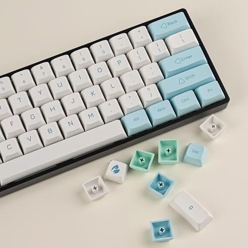 Image of Guffercty kred 137 Keys XDA Profile keycaps 75 Percent Cute Ice Mint PBT Keyboard Caps for Mechanical Keyboard (Ice Mint)