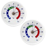 Lantelme 2 Stück Kühlschrankthermometer Set selbstklebend Kühl Gefrierschrank Thermometer analog (Weiß)
