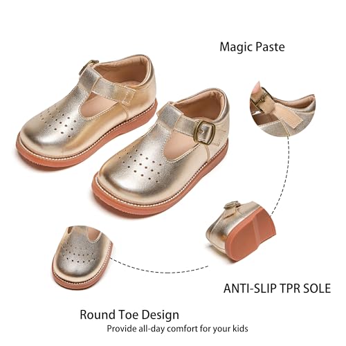 Image of Kiderence Toddler Girl Mary Jane School Uniform Dress Shoes Oxford Flats | Wide Toe Box Great Comfort for Student Shoe and Flower Girl Shoe for Wedding, Parties, Church