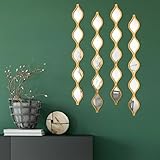 Qunclay Teardrop Mirror Wall Art Decorative Mirror Wall Decor Long Narrow Hanging Art for Apartment Living Room Bathroom Bedroom Entryway(Gold,4 Pcs)