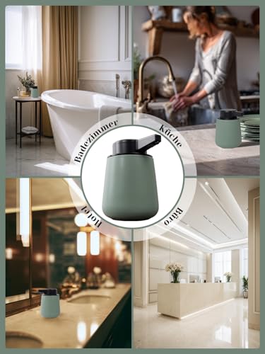 Autumnlife Automatischer Seifenspender, Elektrischer Seifenspender Wiederaufladbar USB, 3 Stufig Einstellbare Dosierung, Moderner Flüssigseifenspender für Badezimmer Küche Waschbecken, Grün