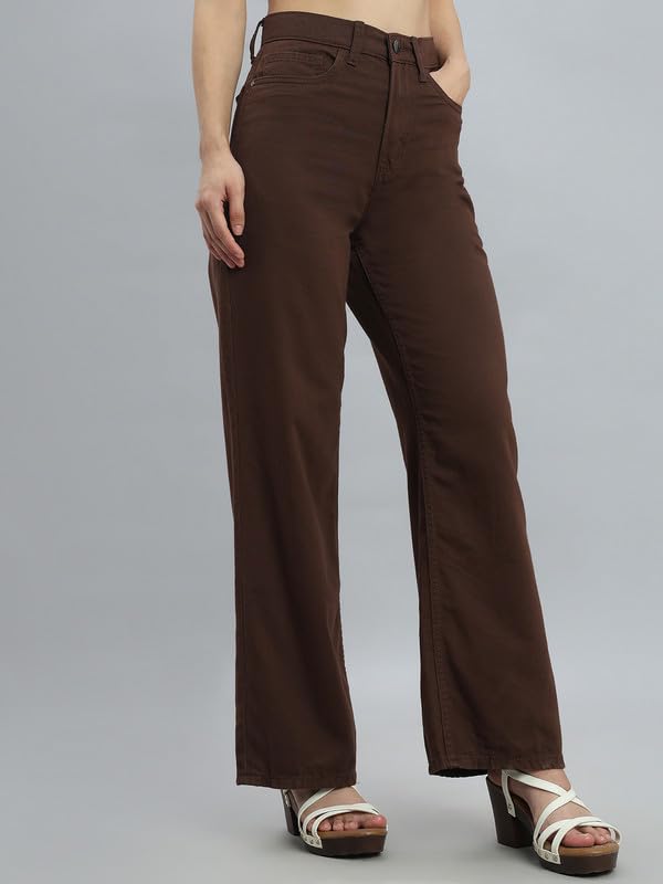 Image of GO COLORS Soft Cotton-Tencel Blend Twill Wide Pants Full Length for Women| Breathable, High Rise
