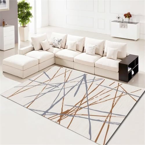 Tapis de chambre ado fille pour créer un coin lecture cosy marron à motif rayé asymétrique
