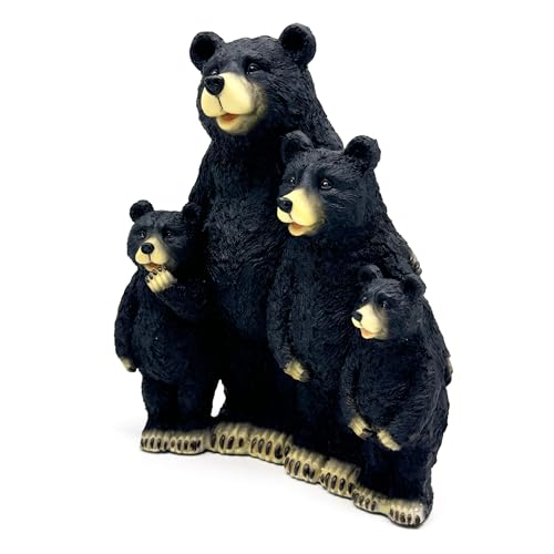 Estatua Decorativa de Familia de Osos Negros en Resina