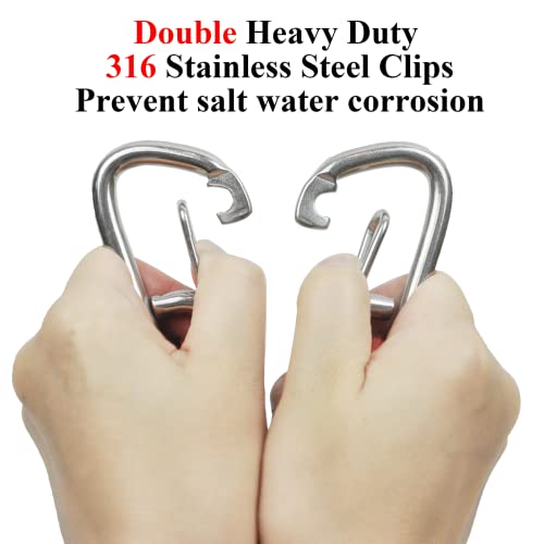 Bungee Dock Line Double Clips Heavy Duty 316 Stainless Steel Clips Boat Ropes Mooring Ropefor For Boats Pwc, Built In Snubber, Kayak,Watercraft,Seadoo,Jet Ski, Pontoon, Canoe, Power Boat 2-Pack… #TOP2