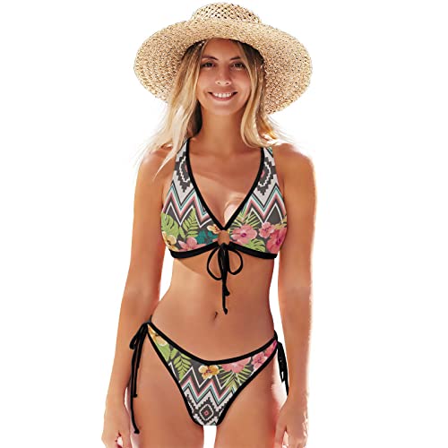 Ensemble bikini sexy à motif géométrique pour vos après-midis à la plage