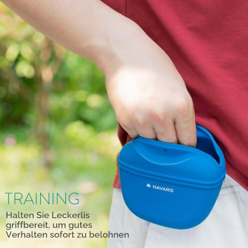 Navaris Hunde Futterbeutel aus Silikon 2er Set - 2X Snackbeutel mit Clip und Magnet - Futtertasche Leckerlis Trockenfutter Nassfutter