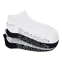 Bonds Men's Logo Lightweight Low Cut Socks, White/Grey/Black, (4 Pack), 11+
