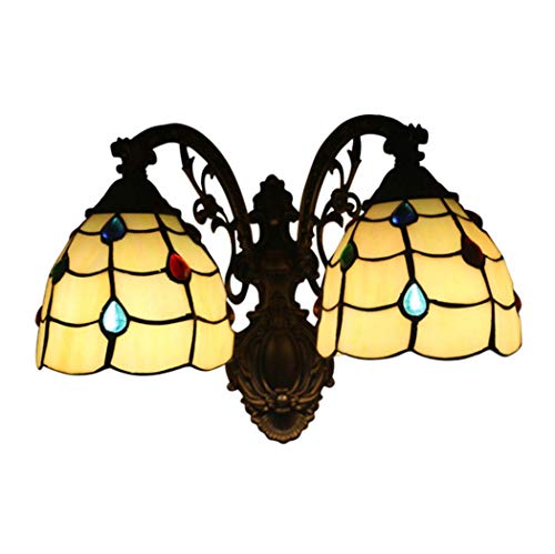 GAUUA Lámpara De Pared del Pasillo De Doble Cabezal Estilo Tiffany, Lámpara De Pared para Mesita De Noche con Vidrieras Retro, Aplique De Pared para Pasillo, Escaleras Y Balcón