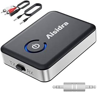 Bluetooth Transmitter Receiver, Aisidra V5.0 Bluetooth Adapter for Audio, 2-in-1 Bluetooth AUX Adapter for TV/Car/PC/MP3 Player/Home Theater/Switch, Low Latency, Pairs 2 Devices Simultaneously