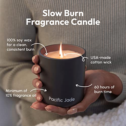 Pacific Jade Hand Poured 100% Natural Soy Candle 14Oz - Luxury Fragrance In Matte Glass For Home Or Gift - Premium Cotton Wick For 60 Hours Burn Time - Woman-Founded Brand (Sunkissed Sandalwood) #TOP1