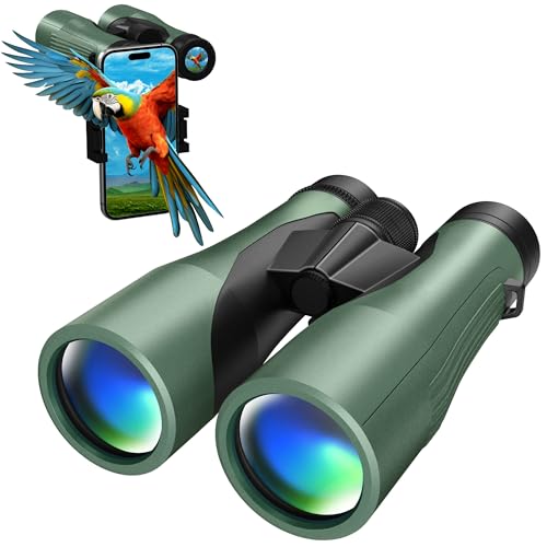 Image of Sounce 15x52 Binoculars for Long Distance | HD Binocular for Adults | IPX7 Waterproof Fog Proof | BAK4 Prism FMC Lens | Bird Watching Wildlife Safari Stargazing Hunting | Durbin with Pouch (Black)