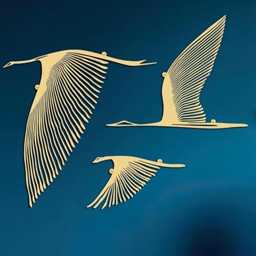 Pelopy 3 Pcs Gold Flying Birds Metal Minimalist...