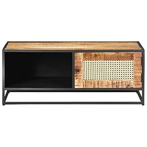 Coffee tablefarmhouse end tablesdining tabletv cabinetbookcaseassembly requiredperfectly in a living roomdenoffice room and family room354x197x138 rough mango wood and natural cane  urban country home decor