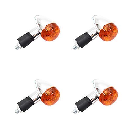 WFLNHB 4Pcs Chrome Motorcycle Turn Signal Blinker Indicator Light for Honda Suzuki Yamaha