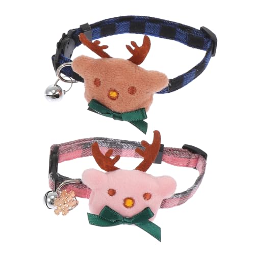 SUPVOX 2 個 首輪 ネクタイ そして 猫用 小さい かわいい リボン 調節可能 クリスマス ペット コスチューム アクセサリー 犬 クリスマス タグ ピンク ペット ネック リング コッ
