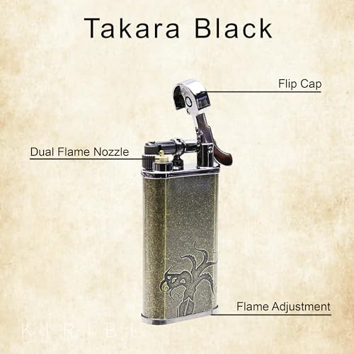 Encendedor de pipa Takara japonés de doble llama recargable miniatura 4