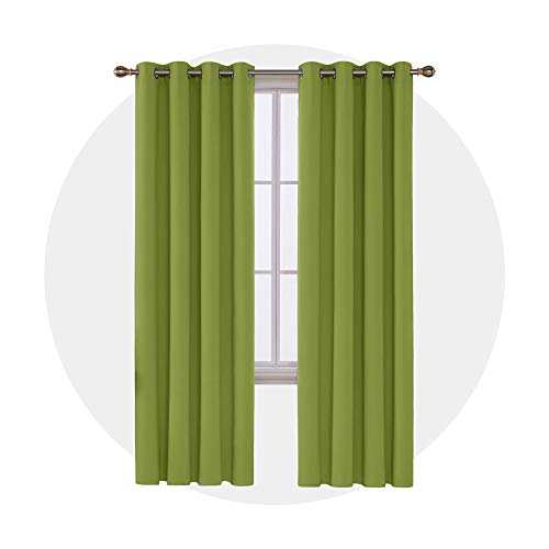 Image of Deconovo Blackout Curtain Room Darkening Panel for Bedroom or Living Room Grommet Thermal Insulated Lighting Reduce Drape 52 x 84 Inch Lime Green 1 Panel