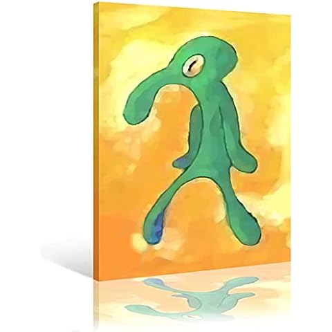 Classic Bold and Brash Painting Squidward Poster, Canvas Wall Art Print Home Bathroom Decor Framed Bedroom Office Living Room Small 8x12 Inches Cover