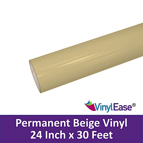 Vinyl Ease 24" X 30 Ft Roll Of Glossy Beige Permanent Adhesive-Backed Vinyl For Craft Cutters, Punches And Vinyl Sign Cutters – V0708 #TOP1