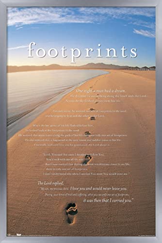 Trends International Footprints in the Sand Wall Poster, 22.375" x 34", Silver Framed Version