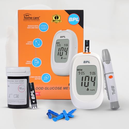 Image of BPL Medical Technologies Glucose Meter Kit for Instant Accurate Blood Sugar Test at Home|Glucometer Machine, 10 Lancets, Lancing Devices & Vial of 10 Diabetes Test Strips