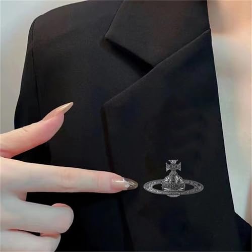 Image of Dreuyet Saturn Planet Brooch Pin for Women Ladies Dainty Rhinestone Star Lapel Pin Cubic Zirconia with Crystal Planet Brooch Fashion Dress Accessories Jewelry for Suit Clothing Jackets Badges