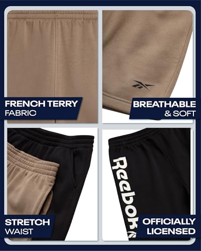 Reebok Boys Athletic Shorts - 2 Pack Performance Quick Dry Pull On French Terry Boys Shorts with Pockets for Basketball Gym3