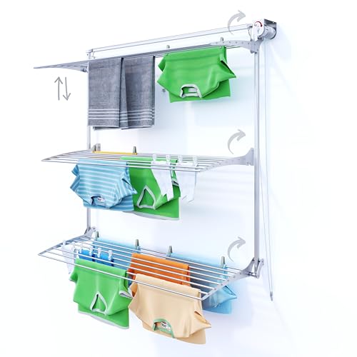 foxydry Tower Wall Clothesline, Vertical Wall Clothesline, Retrac...