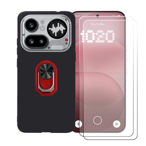 CongJiaLingXi �P�[�X �K�p �� Nothing Phone 4a Pro (6.83") �����O�T�|�[�g+ [2�p�b�N]�����K���X�X�N���[���v���e�N�^�[�A�_��ȃV���R�[���V�F���o���p�[TPU�ی�J�o�[�������,��