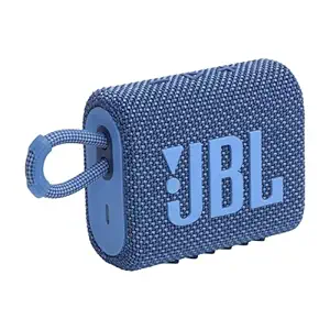 JBL Go 3 Eco with eco-Friendly Recycled Materials and Packaging, Wireless Portable Bluetooth Speaker, Pro Sound, Vibrant Colors with Rugged Fabric Design, Waterproof, Type C (Without Mic, Blue)