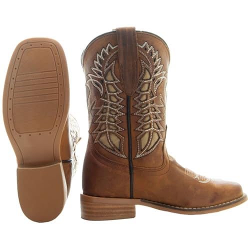 Soto Boots Kid's Square Toe Boots, Geniune Leather Kid's Cowboy Boots, Toddler Western Boots, K3007 (,)