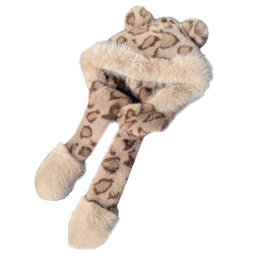 Bonnet trapper ours en peluche avec écharpe intégrée pour adulte et ado