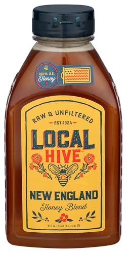 Image of Local Hive New England Raw & Unfiltered - 16 oz | 100% Pure U.S. Honey | Natural Sweetener Sourced from American Bees & Beekeepers | Delicate Smooth Flavor | Ideal for Tea, Baking & Cooking